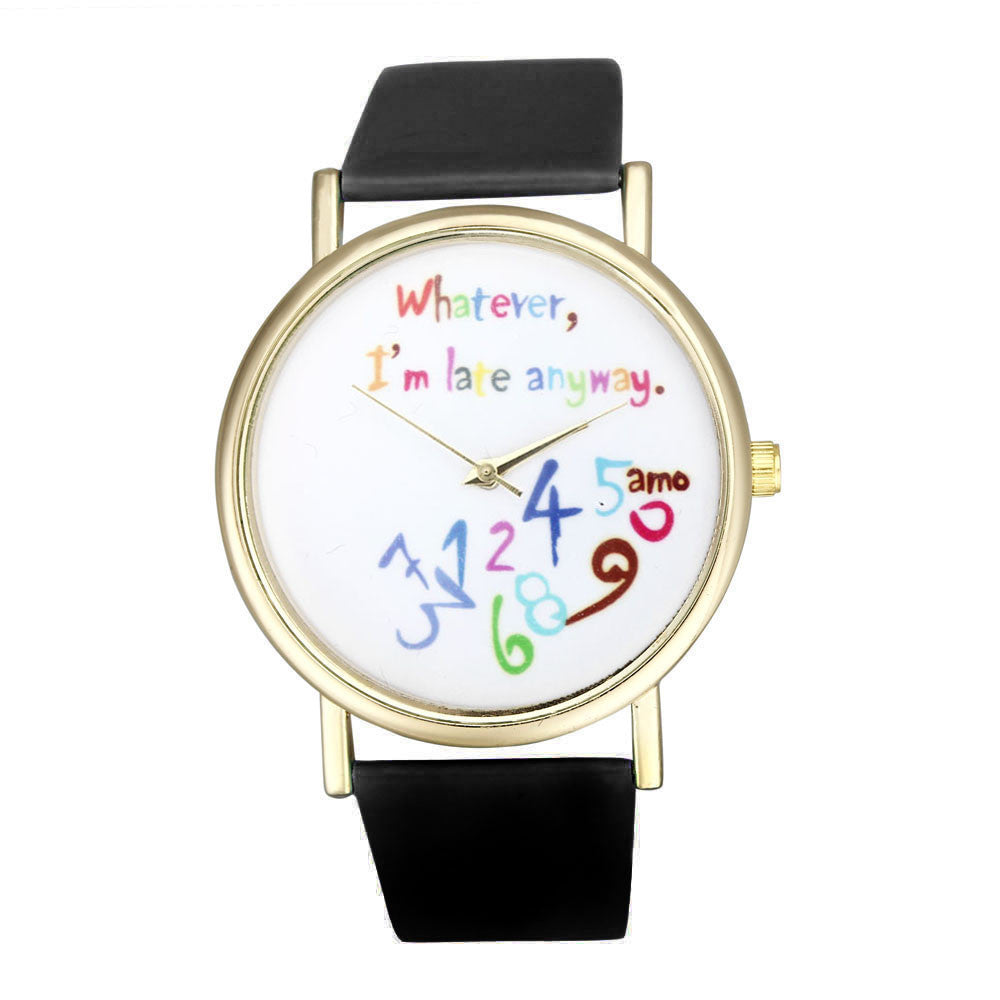Women Watch Fashion Leather Watchband Laday Wristwatch Quartz Watch J4U66