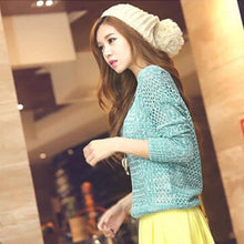 Lovely Sweet Sweaters Tops Women Long Sleeve O-Neck Thin Knitted Pullovers Sweaters Women Purple Green Free Size J4U66