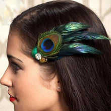Peacock Feather Rhinestones Bridal Wedding Hair Clip Pin Head Hairpin J4U66