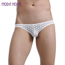 sexy men underwear mens briefs soft underpants calzoncillos hombre plaid mesh pouch u convex low waist briefs J4U66
