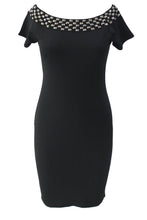short sleeve sequined studded blue black bodycon midi dress off shoulder sexy elegant women office ol pencil dress J4U66