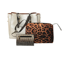 snake print leopard pu leather tote women 3pcs bag sets  snakeskin handbags vintage crossbody bags J4U66