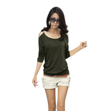 Sexy Women Long Sleeve Loose Casual Off Shoulder Tees T shirt Tops Multicolor Womens Plus Size T-shirt J4U66