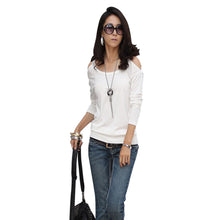 Sexy Women Long Sleeve Loose Casual Off Shoulder Tees T shirt Tops Multicolor Womens Plus Size T-shirt J4U66
