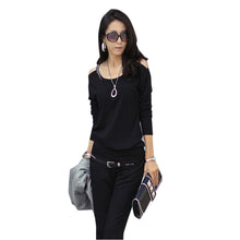 Sexy Women Long Sleeve Loose Casual Off Shoulder Tees T shirt Tops Multicolor Womens Plus Size T-shirt J4U66