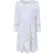 casual dress brief straight flare sleeve solid empire beach women white dresses J4U66