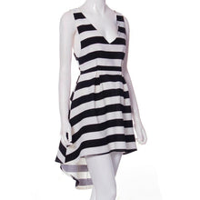 Casual Stripe Sleeveless Irregular Beach Dress Evening Party Short Mini Dress J4U66