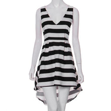 Casual Stripe Sleeveless Irregular Beach Dress Evening Party Short Mini Dress J4U66