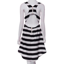 Casual Stripe Sleeveless Irregular Beach Dress Evening Party Short Mini Dress J4U66