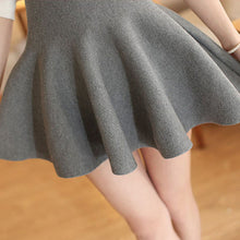 sexy casual women mini skirt high waisted flared pleated jersey plain skater knitted elastic skirts J4U66