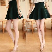 sexy casual women mini skirt high waisted flared pleated jersey plain skater knitted elastic skirts J4U66