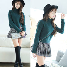 sexy casual women mini skirt high waisted flared pleated jersey plain skater knitted elastic skirts J4U66