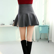 sexy casual women mini skirt high waisted flared pleated jersey plain skater knitted elastic skirts J4U66