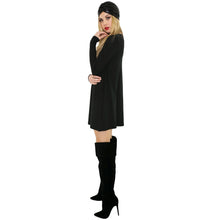 women long sleeve t-shirts dress o neck elegant ladies casual party dresses plus size vestidos black J4U66