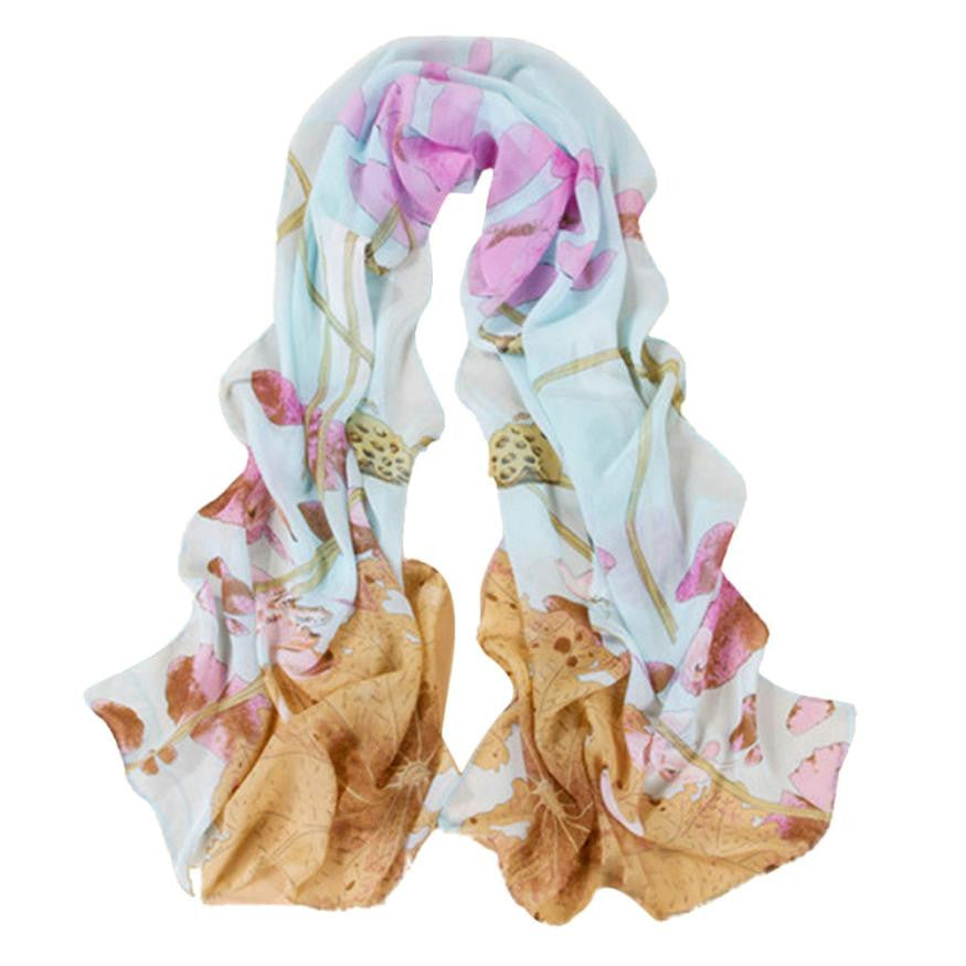 Style Korea Scarf Ladies Long Scarf Chiffon Scarf Women Flower Print Scarves Shawls J4U66