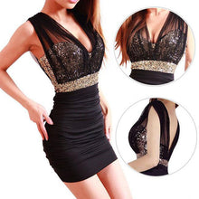 style dress women sexy club bodycon dress v neck sequined women evening party mini dresses vestidos J4U66