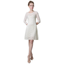 style women floral lace dress o neck three quarter sleeve slim party mesh mini dresses plus size dress vestidos J4U66