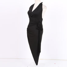 New Dress Sexy Celebrity Women V-neck Backless Wrap Slim Midi Bodycon Stretch Dresses J4U66