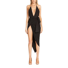 New Dress Sexy Celebrity Women V-neck Backless Wrap Slim Midi Bodycon Stretch Dresses J4U66