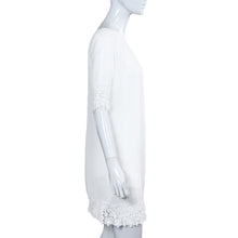 women chiffon mini lace dress splice o neck half sleeve casual elegant dress white plus size women clothing J4U66