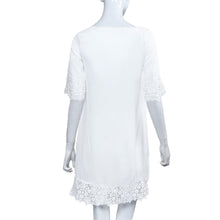 women chiffon mini lace dress splice o neck half sleeve casual elegant dress white plus size women clothing J4U66