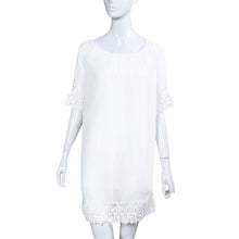 women chiffon mini lace dress splice o neck half sleeve casual elegant dress white plus size women clothing J4U66
