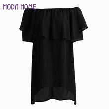 t-shirts women off shoulderchiffon t shit slash neck tee shirt ruffle dip hem casual tops women blusas black J4U66