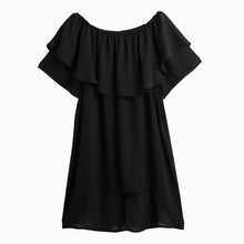 t-shirts women off shoulderchiffon t shit slash neck tee shirt ruffle dip hem casual tops women blusas black J4U66