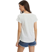 t-shirts women tops stripe printed women casual tee shirt loose tee top short sleeve blusas white J4U66