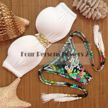 vintage lace flower tassel bikini knitting bandage swimwear brasil bottom brazilian bathing suit J4U66