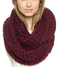 Warm Women Two Circle Cable Knit Cowl Neck Long Scarf Shawl Casual Solid Scarves & Shawls  J4U66