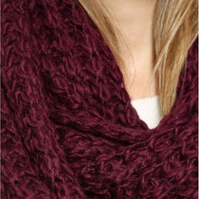 Warm Women Two Circle Cable Knit Cowl Neck Long Scarf Shawl Casual Solid Scarves & Shawls  J4U66