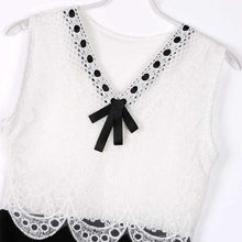 women black and white lace dress ladies sleeveless vintage dresses casual mini bow dress J4U66