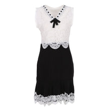 Black and White Lace Dress Ladies Sleeveless Vintage Dresses Casual Mini Bow Dress LY3 J4U66