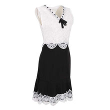 women black and white lace dress ladies sleeveless vintage dresses casual mini bow dress J4U66