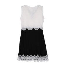 women black and white lace dress ladies sleeveless vintage dresses casual mini bow dress J4U66