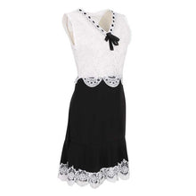 Black and White Lace Dress Ladies Sleeveless Vintage Dresses Casual Mini Bow Dress LY3 J4U66