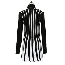 women casual cardigan open front stripe knitted cardigan long sleeve women outerwear slim knitwear black rose J4U66