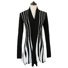 women casual cardigan open front stripe knitted cardigan long sleeve women outerwear slim knitwear black rose J4U66