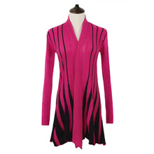 women casual cardigan open front stripe knitted cardigan long sleeve women outerwear slim knitwear black rose J4U66