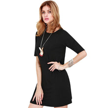 Women Chiffon Dress Fashion Dress O-Neck Half Sleeve Asymmetrical Hem Black Party Mini Dress Plus Size Vestidos J4U66