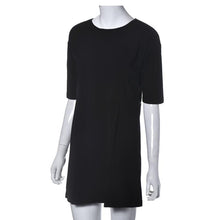 Women Chiffon Dress Fashion Dress O-Neck Half Sleeve Asymmetrical Hem Black Party Mini Dress Plus Size Vestidos J4U66
