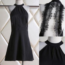 New Women Fashion Backless Sexy Dress White and Black Lace Sleeveless Dresses Slim Casual Short Dress J4U66
