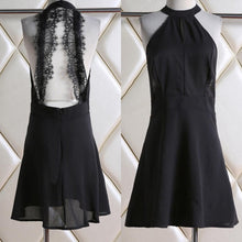 New Women Fashion Backless Sexy Dress White and Black Lace Sleeveless Dresses Slim Casual Short Dress J4U66