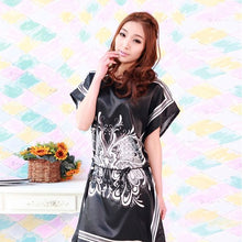 women faux silk butterfly pattern sleepwear gown dress robe nightwear J4U66