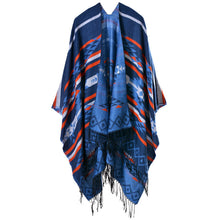 women knitted cape poncho open front geometric striped tassel fanon fringe duplex cashmere shawls and scarves pashmina J4U66
