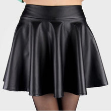 New Women Ladies Faux Leather High Waist Skater Flared Pleated Short Mini Skirt LE2 J4U66