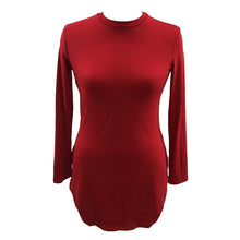 New Women Long Sleeve Bodycon Side Slit T Shirt Party Mini Dress Evening Party Lady J4U66