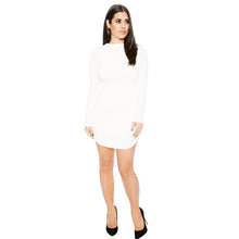 New Women Long Sleeve Bodycon Side Slit T Shirt Party Mini Dress Evening Party Lady J4U66
