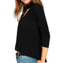women sexy turtle neck cutout at bust crop top ladies t-shirts mock neck dip hem long sleeve tops clothes J4U66